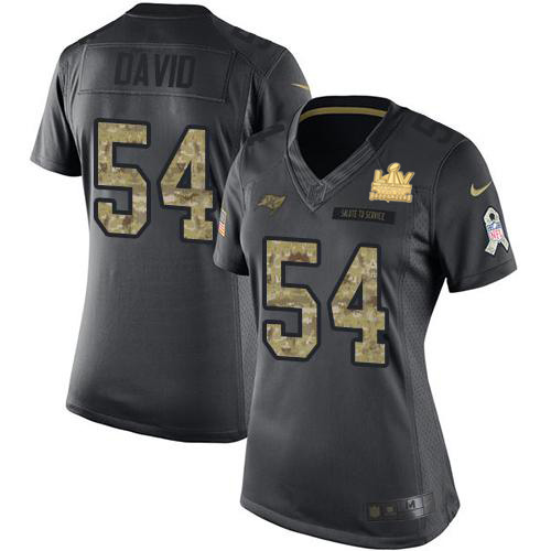 Buccaneers #54 Lavonte David Black Women's Super Bowl LV Champions Patch Stitched Limited 2016 Salute To Service Jersey cheap jerseys for sale - CheapJerseys.Shop