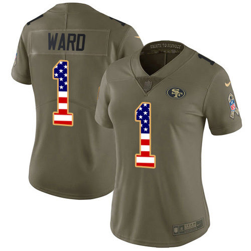 49ers #1 Jimmie Ward Olive/USA Flag Women's Stitched Limited 2017 Salute To Service Jersey cheap jerseys for sale - CheapJerseys.Shop