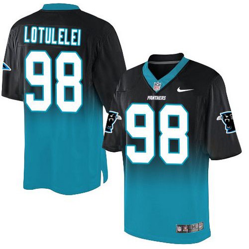 Carolina Panthers #98 Star Lotulelei Black/Blue Men's Stitched Elite Fadeaway Fashion Jersey Men's cheap jerseys for sale - CheapJerseys.Shop
