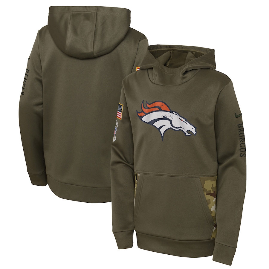 Denver Broncos Youth 2022 Salute To Service Performance Pullover Hoodie - Olive cheap jerseys for sale - CheapJerseys.Shop
