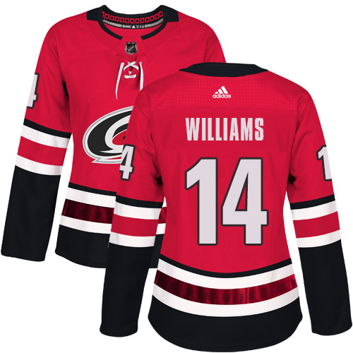 Carolina Hurricanes #14 Justin Williams Red Home Authentic Women's Stitched Jersey Womens cheap jerseys for sale - CheapJerseys.Shop