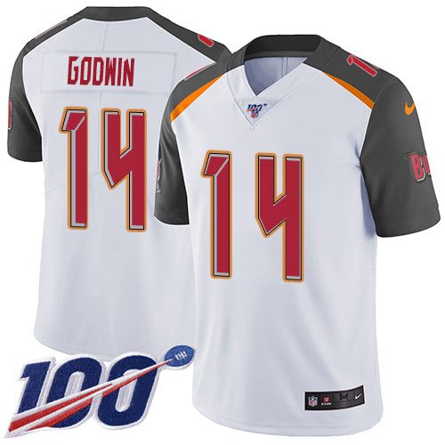 Buccaneers #14 Chris Godwin White Men's Stitched 100th Season Vapor Untouchable Limited Jersey cheap jerseys for sale - CheapJerseys.Shop
