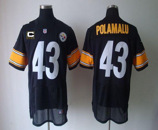 Steelers #43 Troy Polamalu Black Team Color With C Patch Men's Stitched Elite Jersey cheap jerseys for sale - CheapJerseys.Shop