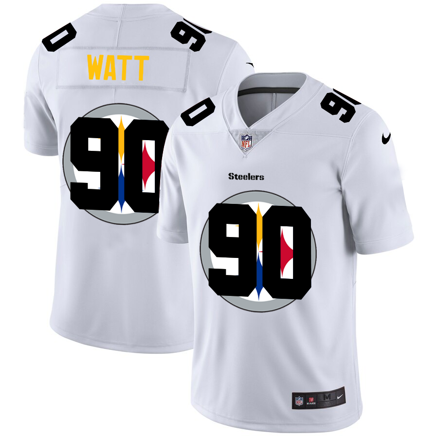 Pittsburgh Steelers #90 T.J. Watt White Men's Team Logo Dual Overlap Limited Jersey cheap jerseys for sale - CheapJerseys.Shop