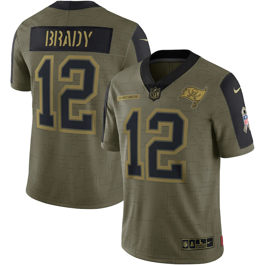 Tampa Bay Buccaneers #12 Tom Brady Olive 2021 Salute To Service Limited Player Jersey cheap jerseys for sale - CheapJerseys.Shop