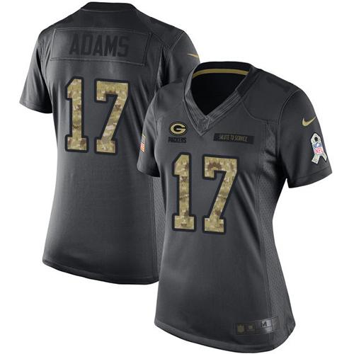 Packers #17 Davante Adams Black Women's Stitched Limited 2016 Salute To Service Jersey cheap jerseys for sale - CheapJerseys.Shop