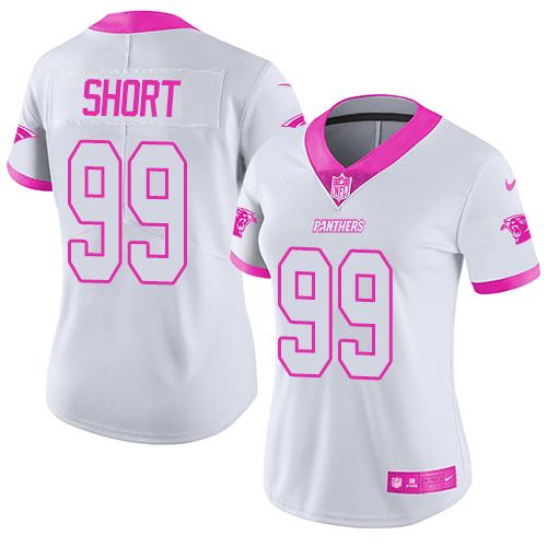 Carolina Panthers #99 Kawann Short White/Pink Women's Stitched Limited Rush Fashion Jersey Womens cheap jerseys for sale - CheapJerseys.Shop