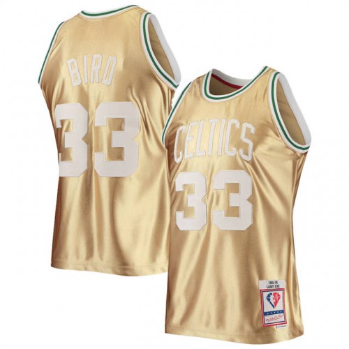 Boston Celtics #33 Larry Bird Mens Gold Mitchell & Ness 75th Anniversary 1985-86 Hardwood Classics Swingman Jersey Mens cheap jerseys for sale - CheapJerseys.Shop