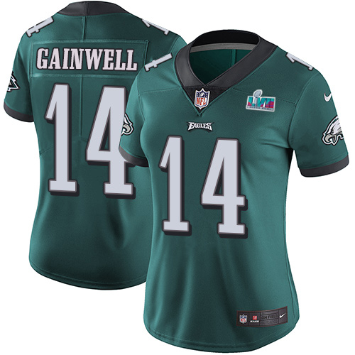 Eagles #14 Kenneth Gainwell Green Team Color Super Bowl LVII Patch Women's Stitched Vapor Untouchable Limited Jersey cheap jerseys for sale - CheapJerseys.Shop