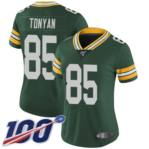 Green Bay Packers #85 Robert Tonyan Green Team Color Women's Stitched 100th Season Vapor Untouchable Limited Jersey Womens cheap jerseys for sale - CheapJerseys.Shop
