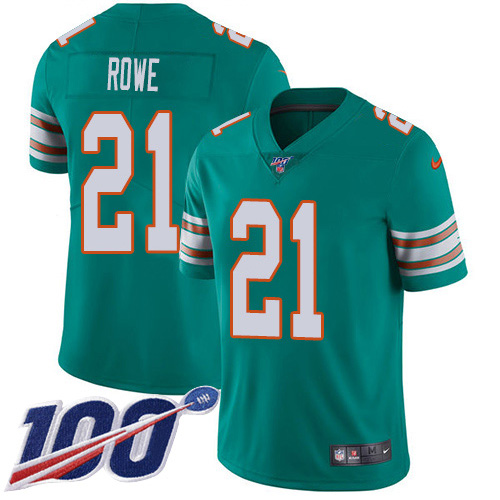 Miami Dolphins #21 Eric Rowe Aqua Green Alternate Men's Stitched 100th Season Vapor Untouchable Limited Jersey Men's cheap jerseys for sale - CheapJerseys.Shop