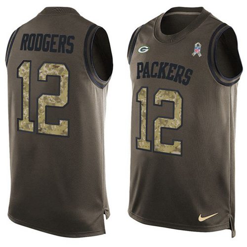 Packers #12 Aaron Rodgers Green Men's Stitched Limited Salute To Service Tank Top Jersey cheap jerseys for sale - CheapJerseys.Shop