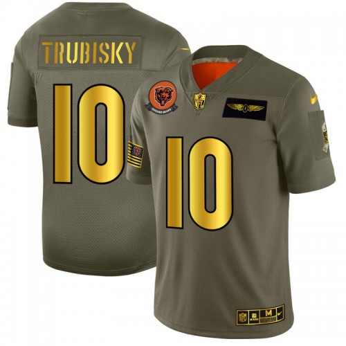 Chicago Chicago Bears #10 Mitchell Trubisky Men's Olive Gold 2019 Salute to Service Limited Jersey Men's cheap jerseys for sale - CheapJerseys.Shop