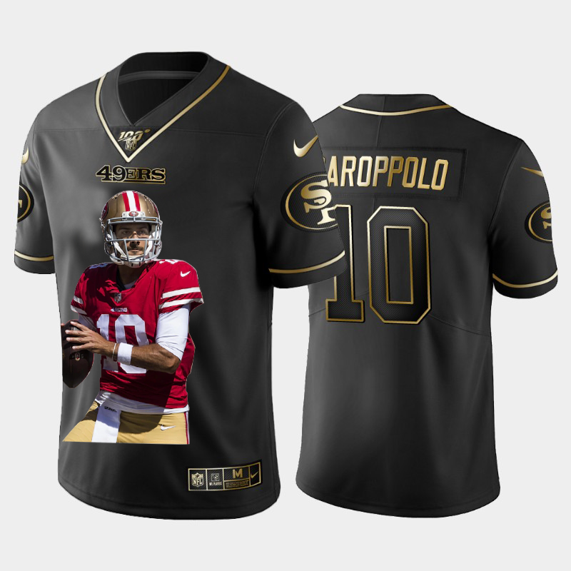San Francisco 49ers #10 Jimmy Garoppolo Team Hero 4 Vapor Limited 100 Jersey Black Golden cheap jerseys for sale - CheapJerseys.Shop