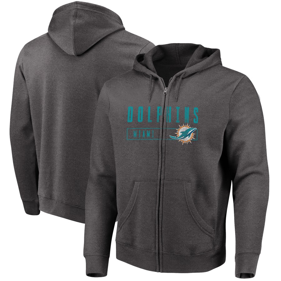 Miami Dolphins Majestic Hyper Stack Full-Zip Hoodie Heathered Charcoal cheap jerseys for sale - CheapJerseys.Shop