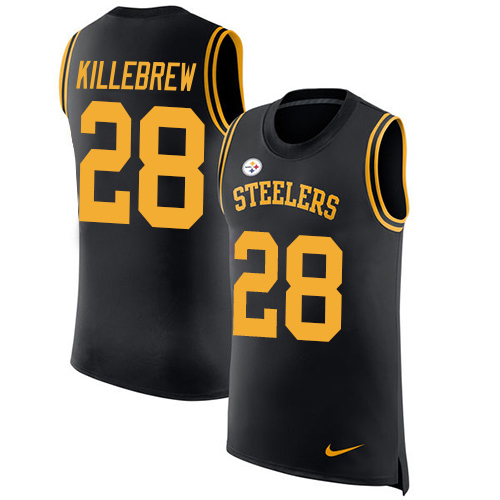 Steelers #28 Miles Killebrew Black Team Color Men's Stitched Limited Rush Tank Top Jersey cheap jerseys for sale - CheapJerseys.Shop