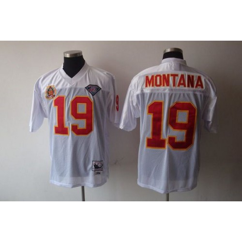 Mitchell & Ness Kansas City Chiefs #19 Joe Montana White 75th Anniversary Stitched Throwback Jersey Men's cheap jerseys for sale - CheapJerseys.Shop