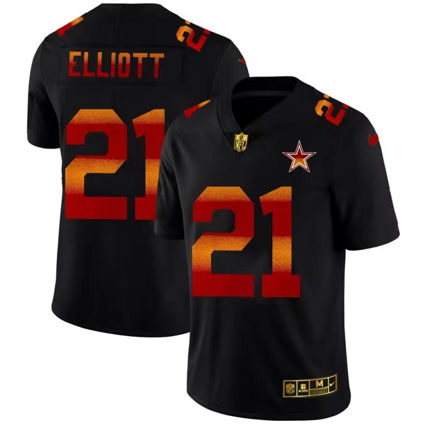 Dallas Cowboys #21 Ezekiel Elliott Men's Black Red Orange Stripe Vapor Limited Jersey cheap jerseys for sale - CheapJerseys.Shop