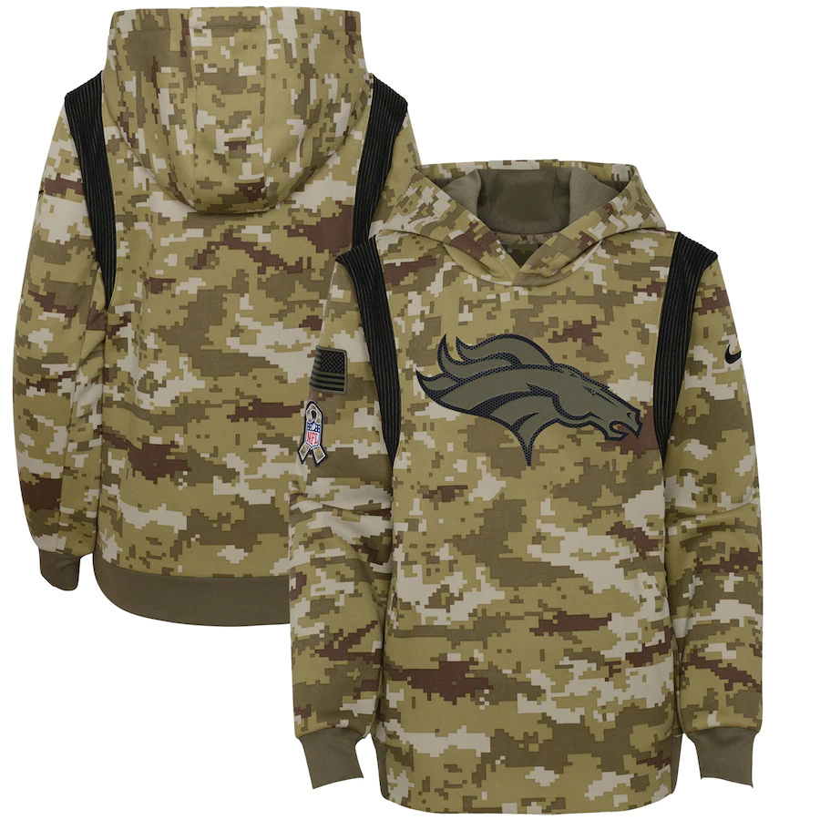 Denver Broncos Camo Youth 2021 Salute To Service Therma Performance Pullover Hoodie cheap jerseys for sale - CheapJerseys.Shop