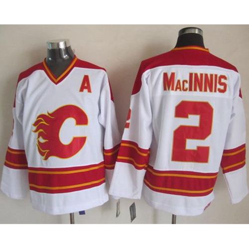 Calgary Flames #2 Al MacInnis White CCM Throwback Stitched Jersey Men's cheap jerseys for sale - CheapJerseys.Shop