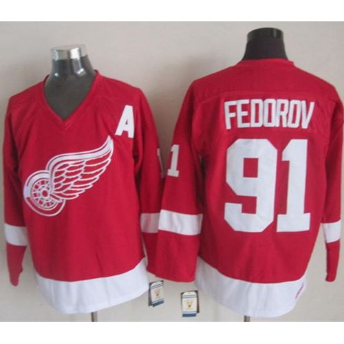 Detroit Red Wings #91 Sergei Fedorov Red CCM Throwback Stitched Jersey Men's cheap jerseys for sale - CheapJerseys.Shop