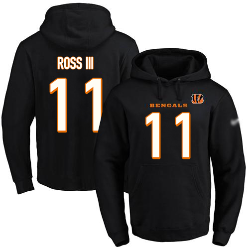 Bengals #11 John Ross III Black Name & Number Pullover Hoodie cheap jerseys for sale - CheapJerseys.Shop