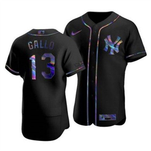 New York New York Yankees #13 Joey Gallo Men's Iridescent Holographic Collection Jersey - Black Men's cheap jerseys for sale - CheapJerseys.Shop