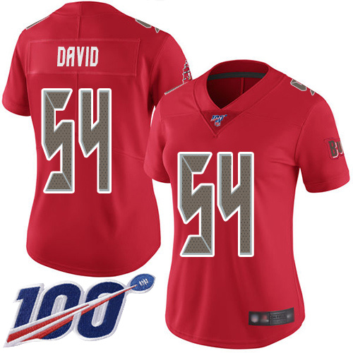 Buccaneers #54 Lavonte David Red Women's Stitched Limited Rush 100th Season Jersey cheap jerseys for sale - CheapJerseys.Shop