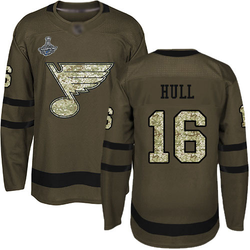 St. Louis Blues #16 Brett Hull Green Salute to Service Stanley Cup Champions Stitched Youth Jersey Youth cheap jerseys for sale - CheapJerseys.Shop