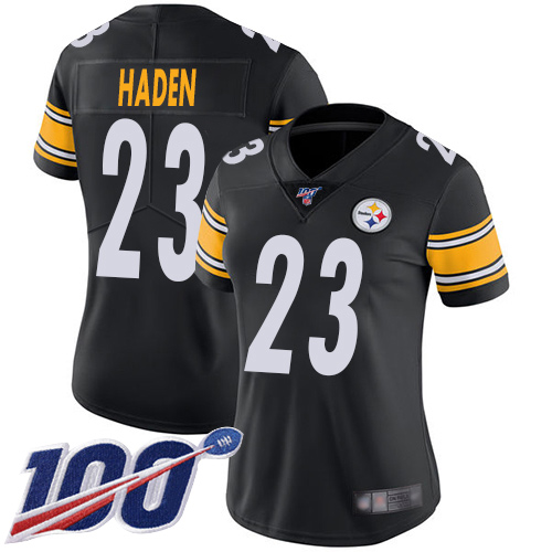 Pittsburgh Steelers #23 Joe Haden Black Team Color Women's Stitched 100th Season Vapor Limited Jersey Womens cheap jerseys for sale - CheapJerseys.Shop