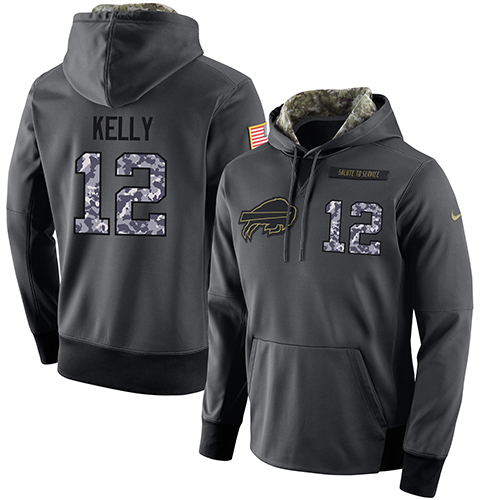 Men's Buffalo Bills #12 Jim Kelly Stitched Black Anthracite Salute To Service Player Performance Hoodie cheap jerseys for sale - CheapJerseys.Shop