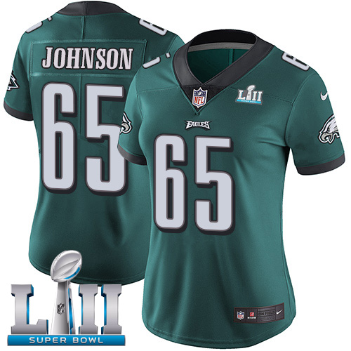 Philadelphia Eagles #65 Lane Johnson Midnight Green Team Color Super Bowl LII Women's Stitched Vapor Untouchable Limited Jersey Womens cheap jerseys for sale - CheapJerseys.Shop