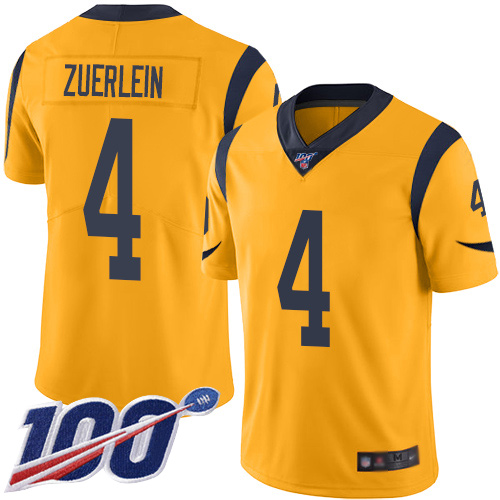 Los Angeles Rams #4 Greg Zuerlein Gold Men's Stitched Limited Rush 100th Season Jersey Men's cheap jerseys for sale - CheapJerseys.Shop