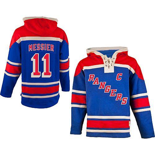 New York Rangers #11 Mark Messier Blue Sawyer Hooded Sweatshirt Stitched Jersey Men's cheap jerseys for sale - CheapJerseys.Shop