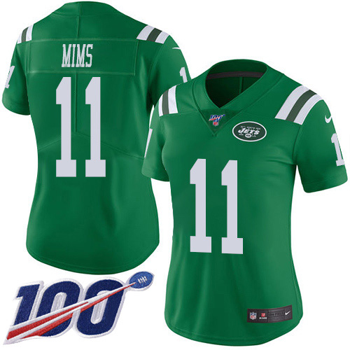 New York Jets #11 Denzel Mim Green Women's Stitched Limited Rush 100th Season Jersey Womens cheap jerseys for sale - CheapJerseys.Shop