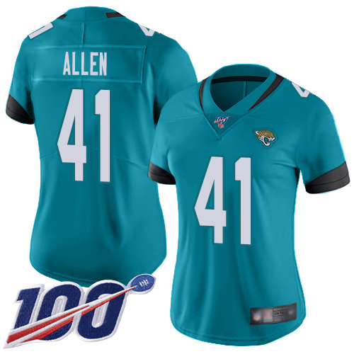 Jaguars #41 Josh Allen Teal Green Alternate Women's Stitched 100th Season Vapor Limited Jersey cheap jerseys for sale - CheapJerseys.Shop