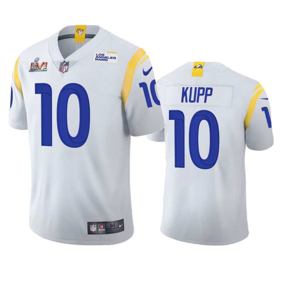 Los Angeles Rams #10 Cooper Kupp Men's Super Bowl LVI Patch 2021 Vapor Limited Jersey - White cheap jerseys for sale - CheapJerseys.Shop