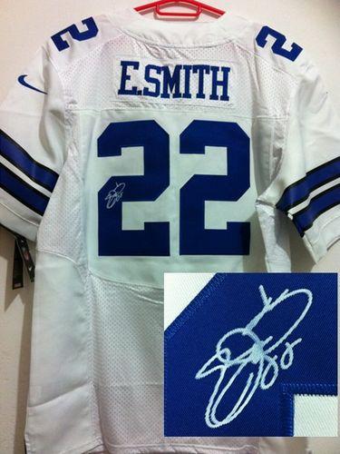 Cowboys #22 Emmitt Smith White Men's Stitched Elite Autographed Jersey cheap jerseys for sale - CheapJerseys.Shop