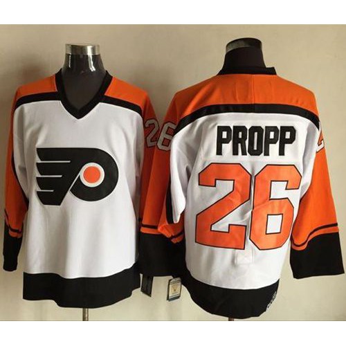 Philadelphia Flyers #26 Brian Propp White/Black CCM Throwback Stitched Jersey Men's cheap jerseys for sale - CheapJerseys.Shop