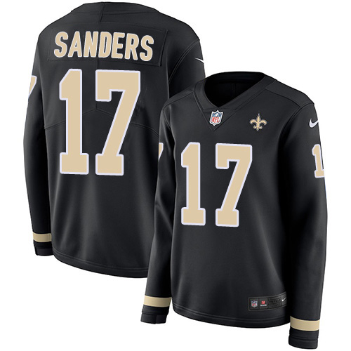 New Orleans Saints #17 Emmanuel Sanders Black Team Color Women's Stitched Limited Therma Long Sleeve Jersey Womens cheap jerseys for sale - CheapJerseys.Shop