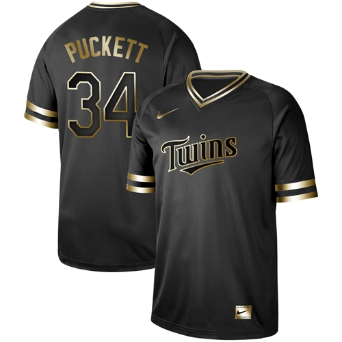Minnesota Twins #34 Kirby Puckett Black Gold Authentic Stitched Jersey Men's cheap jerseys for sale - CheapJerseys.Shop