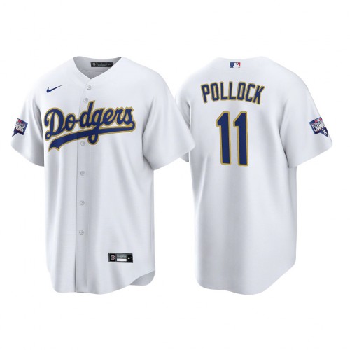 Los Angeles Los Angeles Dodgers #11 A.J. Pollock Men's 2021 Gold Program World Series Champions Jersey Whtie Men's cheap jerseys for sale - CheapJerseys.Shop