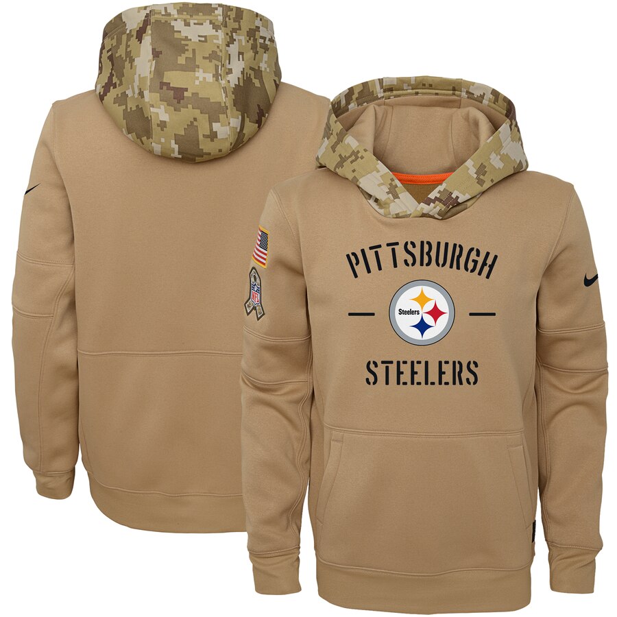 Youth Pittsburgh Steelers Khaki 2019 Salute To Service Therma Pullover Hoodie cheap jerseys for sale - CheapJerseys.Shop
