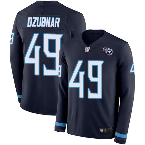 Tennessee Titans #49 Nick Dzubnar Navy Blue Team Color Youth Stitched Limited Therma Long Sleeve Jersey Youth cheap jerseys for sale - CheapJerseys.Shop