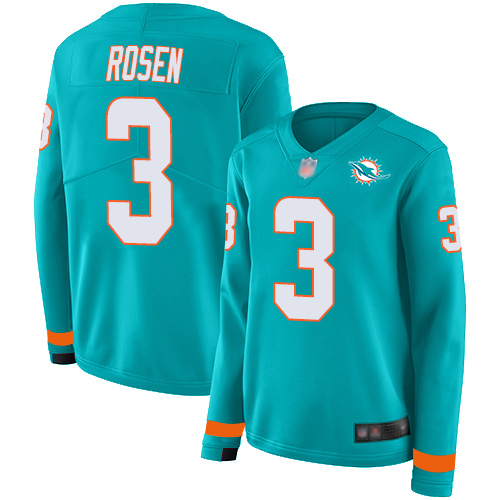 Miami Dolphins #3 Josh Rosen Aqua Green Team Color Women's Stitched Limited Therma Long Sleeve Jersey Womens cheap jerseys for sale - CheapJerseys.Shop