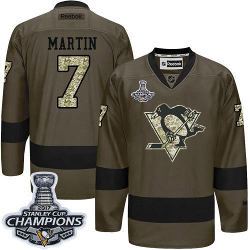 Pittsburgh Penguins #7 Paul Martin Green Salute to Service 2017 Stanley Cup Finals Champions Stitched Jersey Men's cheap jerseys for sale - CheapJerseys.Shop