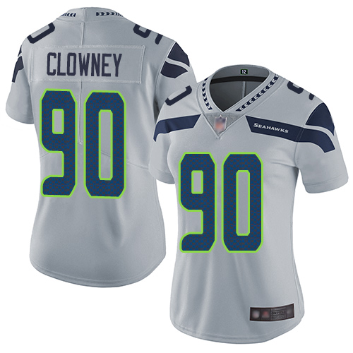 Seattle Seahawks #90 Jadeveon Clowney Grey Alternate Women's Stitched Vapor Untouchable Limited Jersey Womens cheap jerseys for sale - CheapJerseys.Shop