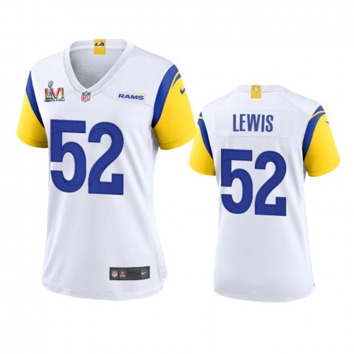 Los Angeles Los Angeles Rams #52 Terrell Lewis Women's Super Bowl LVI Patch Alternate Game Jersey - White Womens cheap jerseys for sale - CheapJerseys.Shop