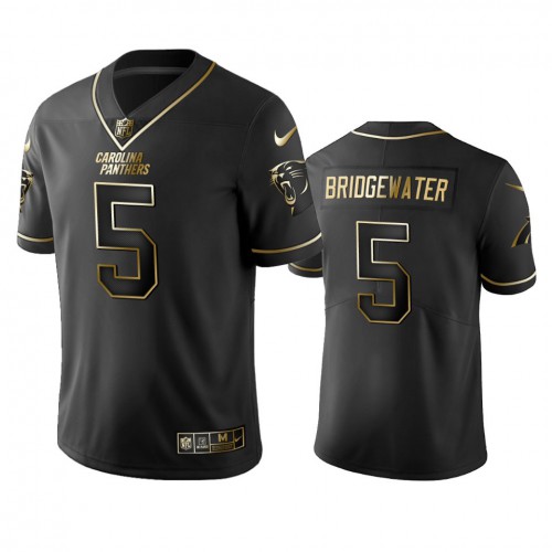 Carolina Panthers #5 Teddy Bridgewater Men's Stitched Vapor Untouchable Limited Black Golden Jersey Men's cheap jerseys for sale - CheapJerseys.Shop