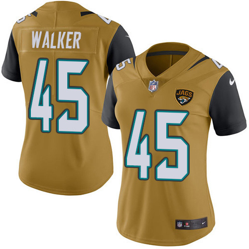 Jaguars #44 Travon Walker Gold Women's Stitched Limited Rush Jersey cheap jerseys for sale - CheapJerseys.Shop